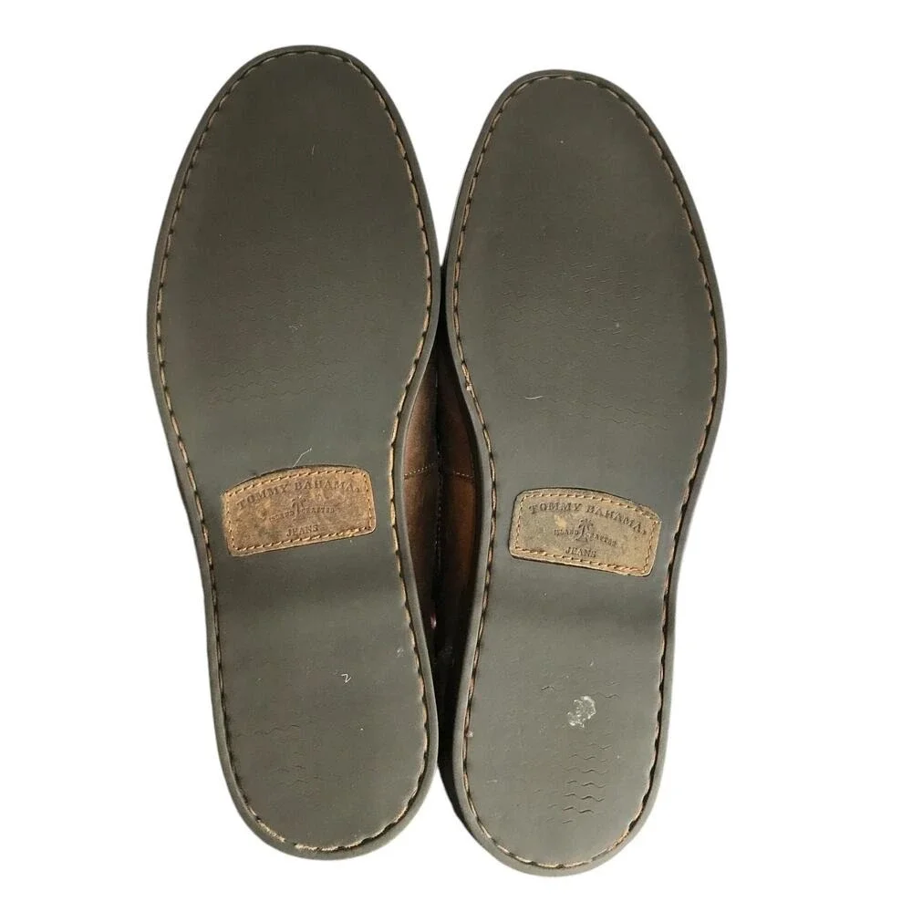 Tommy Bahama Loafer Mens 10.5 Brown Leather Island Crafted Jeans Moc Toe Slip On